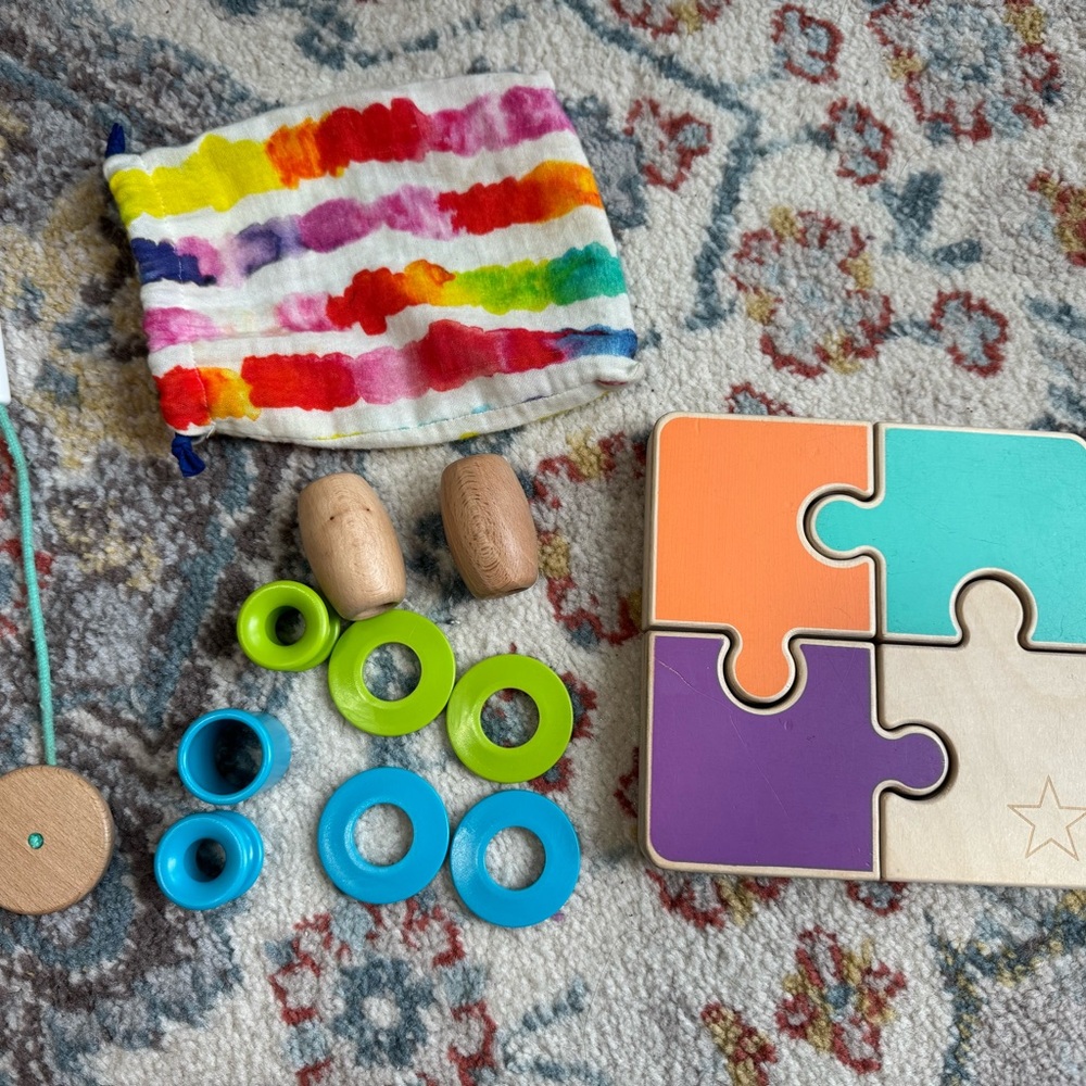 Lovevery bead set and big puzzles